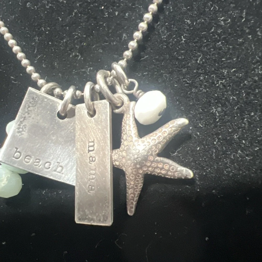 925 Italy Ball & Bead, Star Fish, Mama ,beads Beach Souvenir Necklace 18